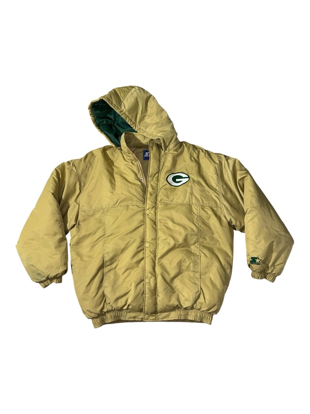 VINTAGE Starter mens 2XL XXL gold Green Bah Packers puffer football jacket